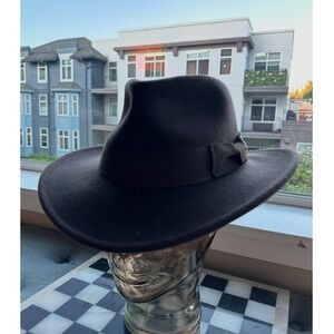 Official Indiana Jones 100% Wool Felt Wide Brim Fedora Hat Grosgrain Brown